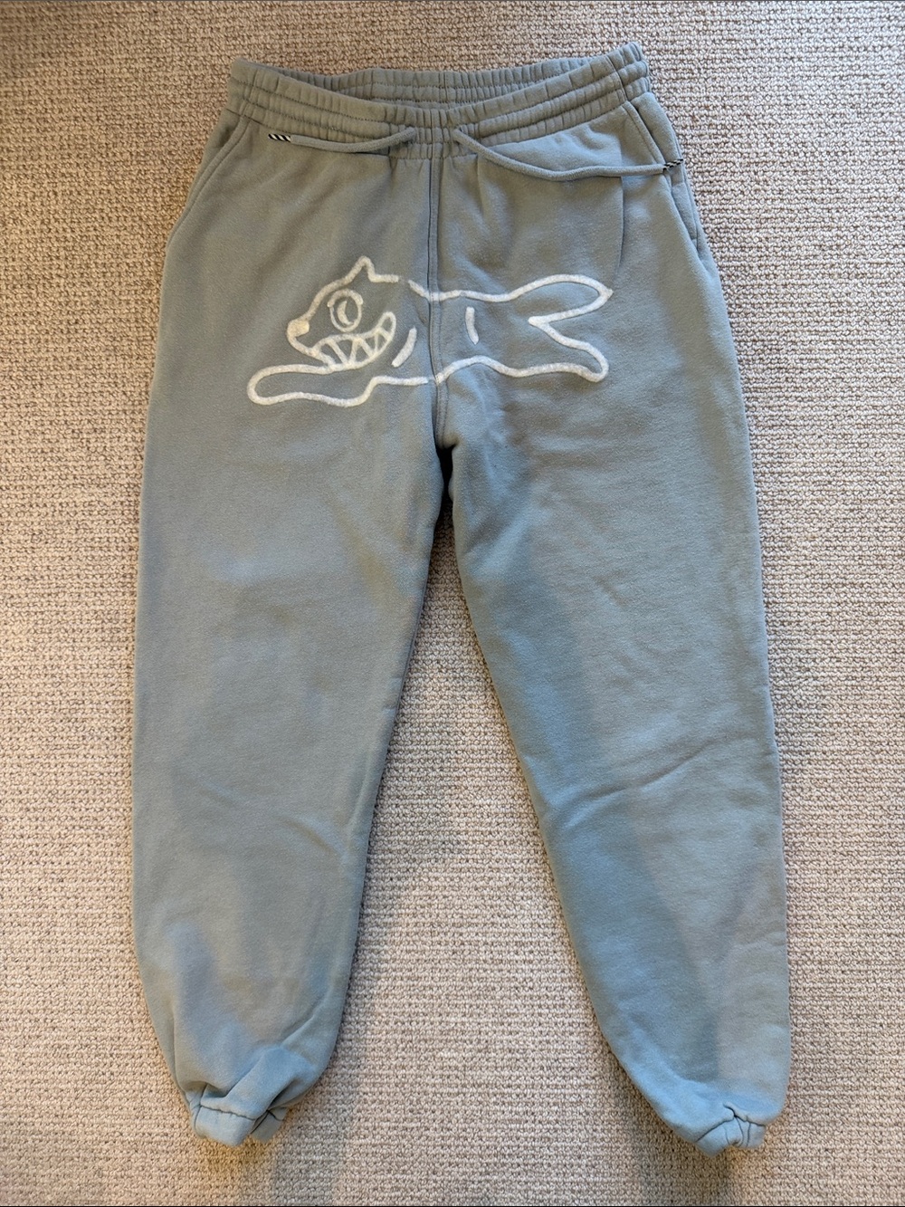 Icecream Gray Sweatpants with White Running Dog Graphic